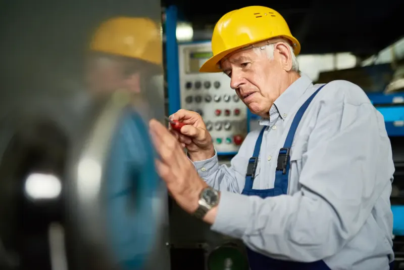 Hausmeister bei einer Kleinreparatur